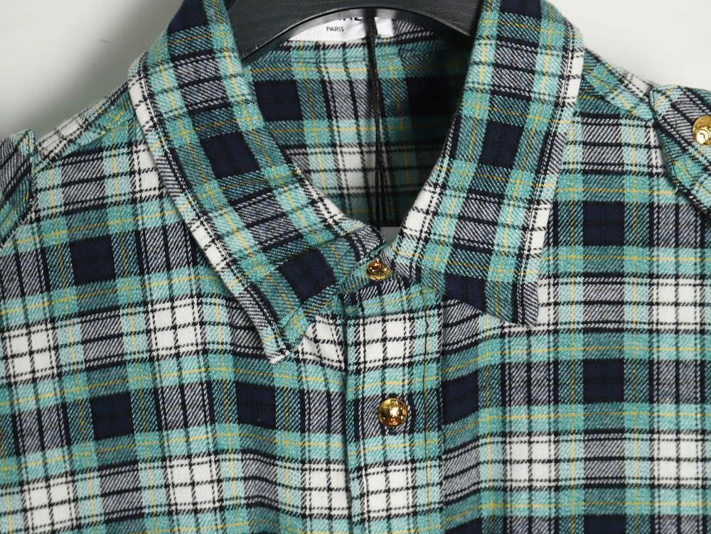 Celine Green Check Long Sleeve Shirt