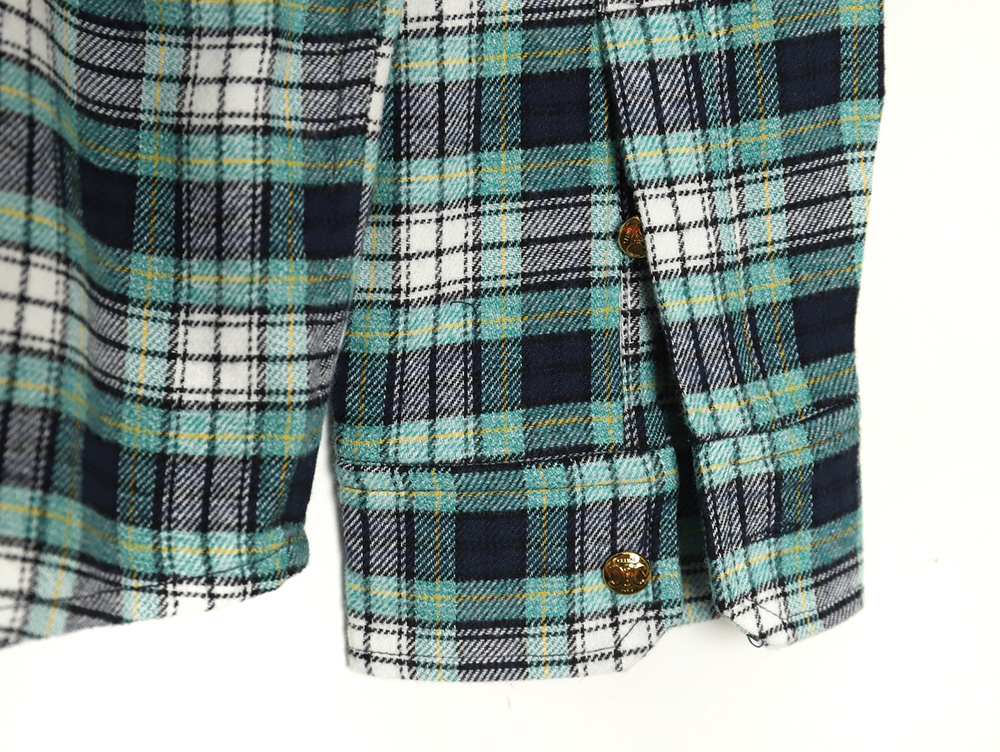 Celine Green Check Long Sleeve Shirt