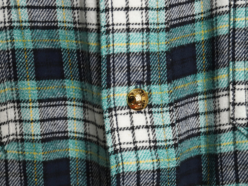 Celine Green Check Long Sleeve Shirt