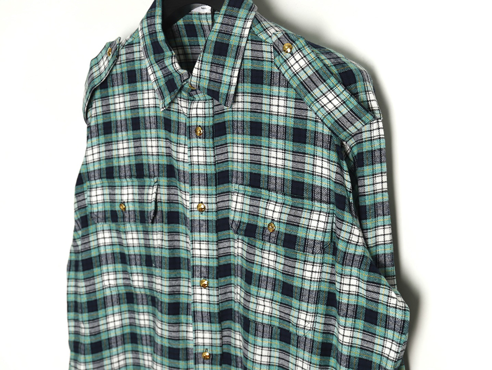 Celine Green Check Long Sleeve Shirt