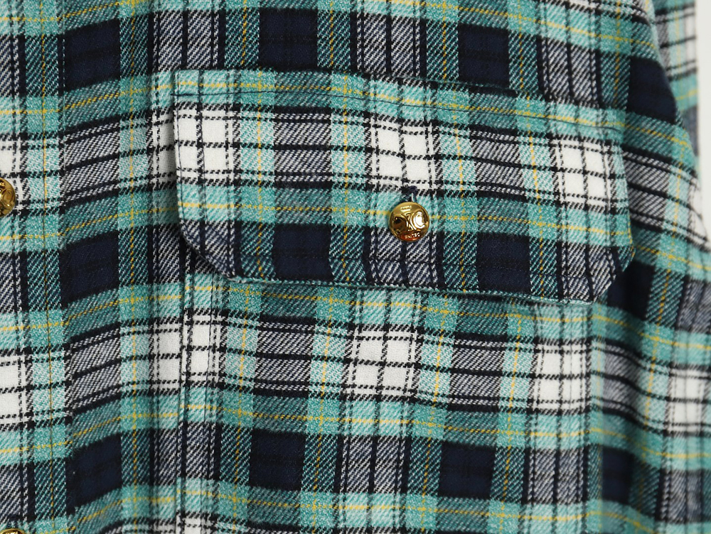 Celine Green Check Long Sleeve Shirt