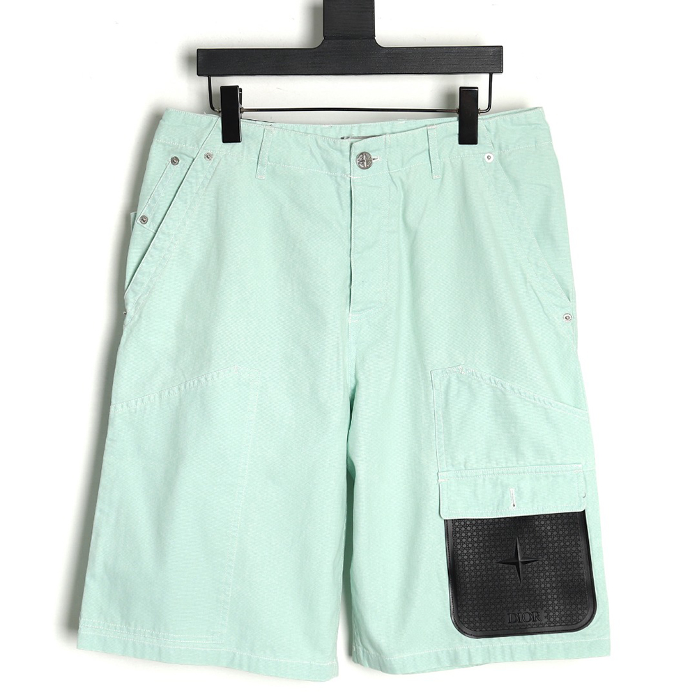 Dior & Stone Island collaboration pocket leather label denim shorts