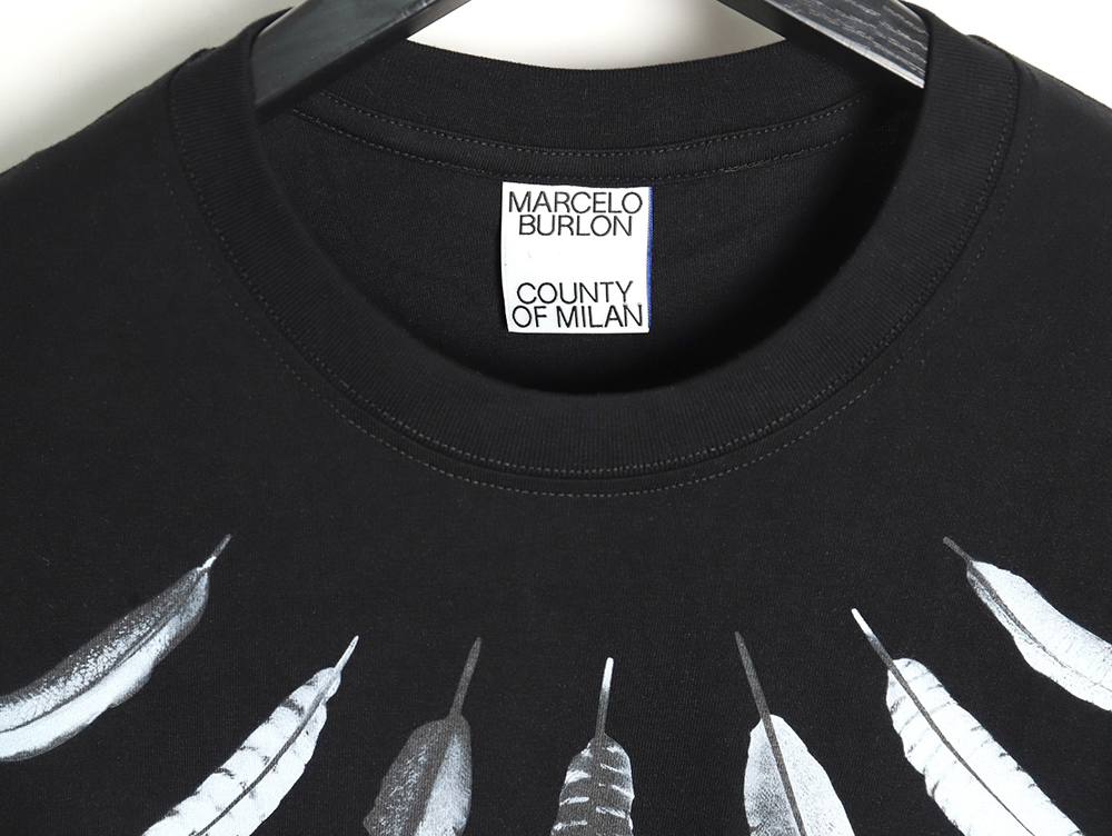 Marcelo Burlon Colorful Shoulder Feather Short Sleeve