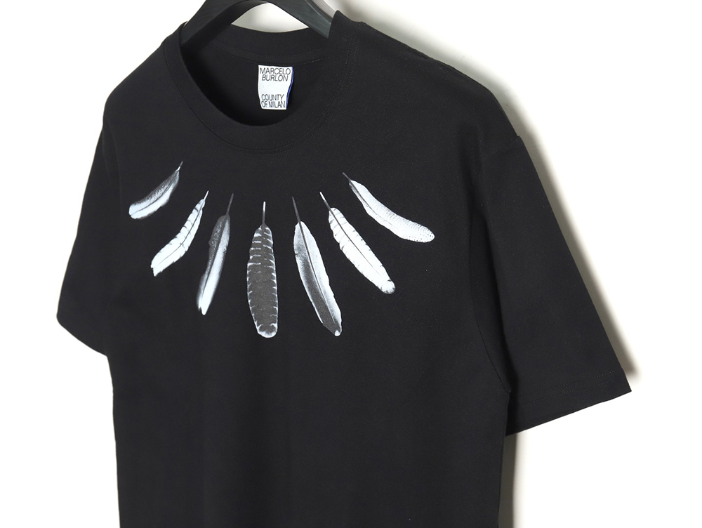 Marcelo Burlon Colorful Shoulder Feather Short Sleeve