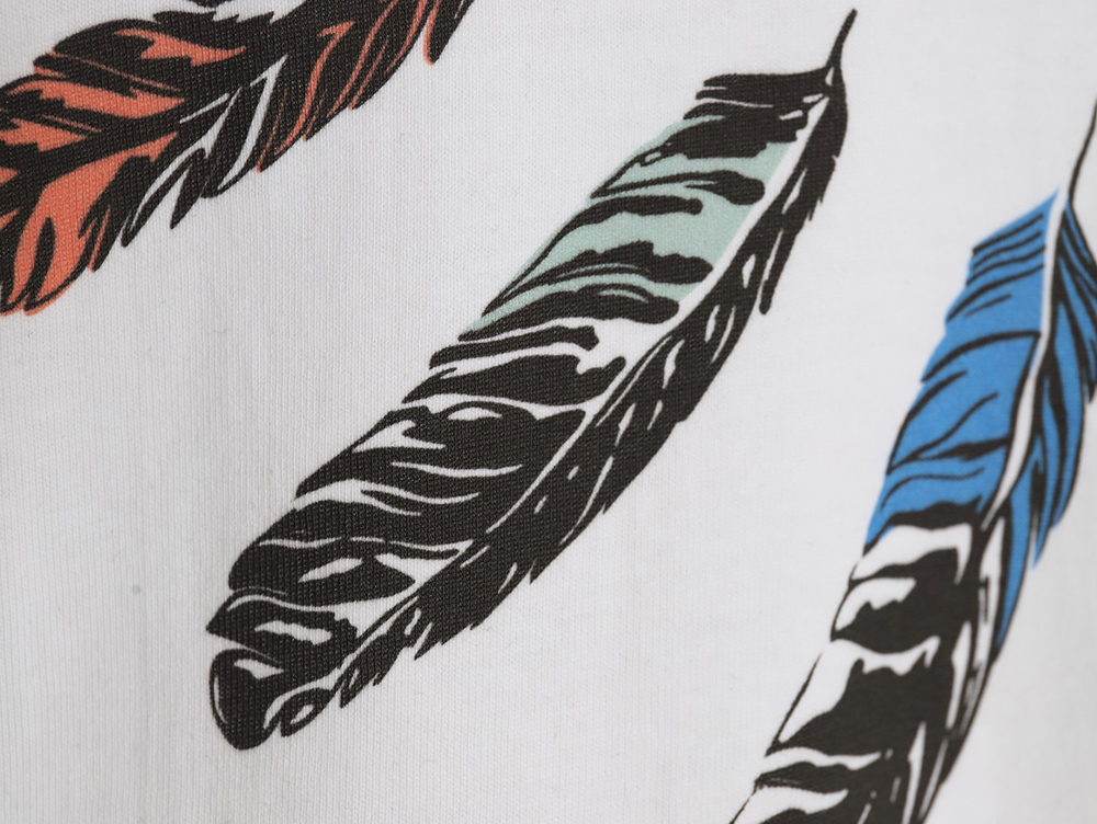 Marcelo Burlon Colorful Shoulder Feather Short Sleeve TSK1