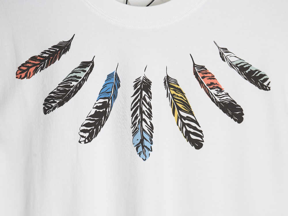 Marcelo Burlon Colorful Shoulder Feather Short Sleeve TSK1