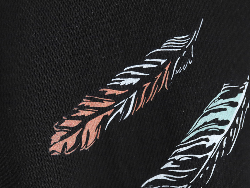 Marcelo Burlon Colorful Shoulder Feather Short Sleeve TSK2