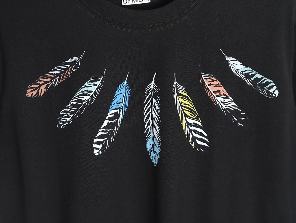 Marcelo Burlon Colorful Shoulder Feather Short Sleeve TSK2