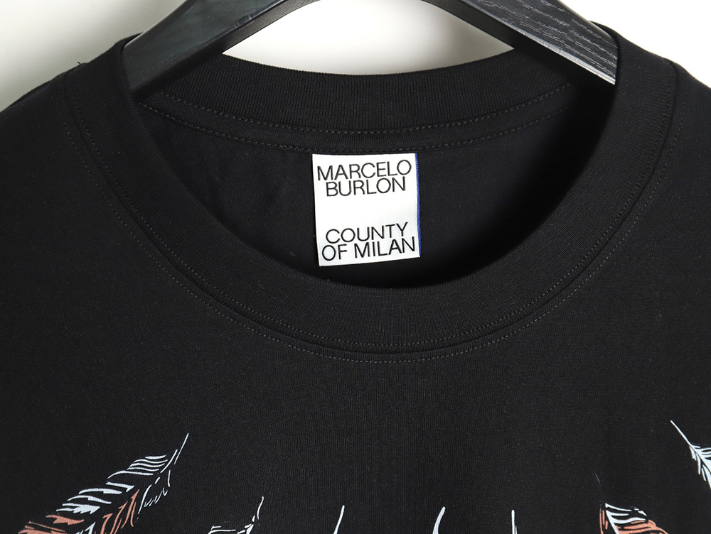 Marcelo Burlon Colorful Shoulder Feather Short Sleeve TSK2