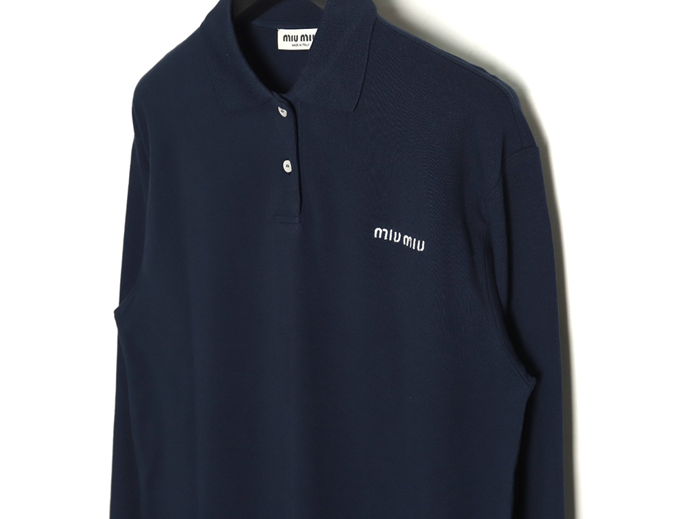 Miu Miu long-sleeved polo shirt with embroidered letters