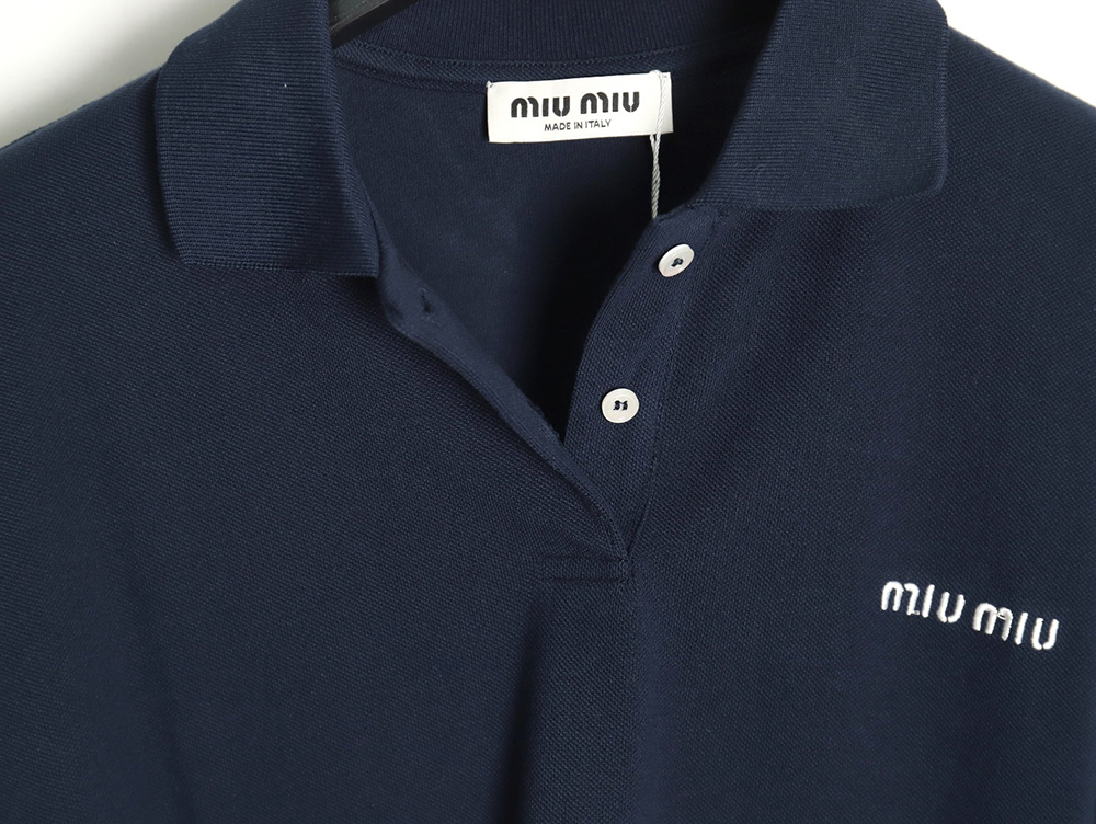 Miu Miu long-sleeved polo shirt with embroidered letters