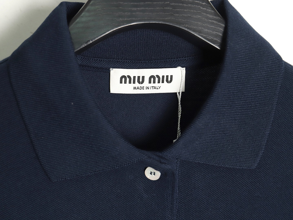 Miu Miu long-sleeved polo shirt with embroidered letters