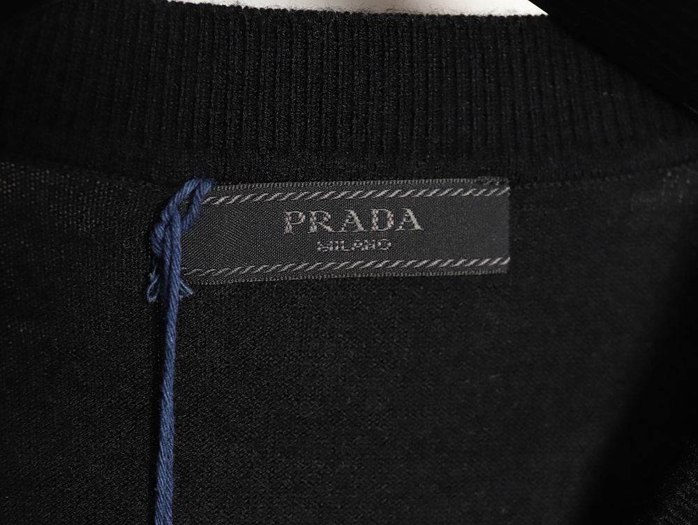 Prada Logo Embroidered Fine Wool Crew Neck Sweater