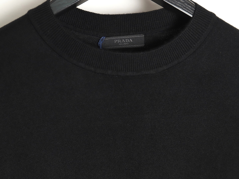 Prada Logo Embroidered Fine Wool Crew Neck Sweater