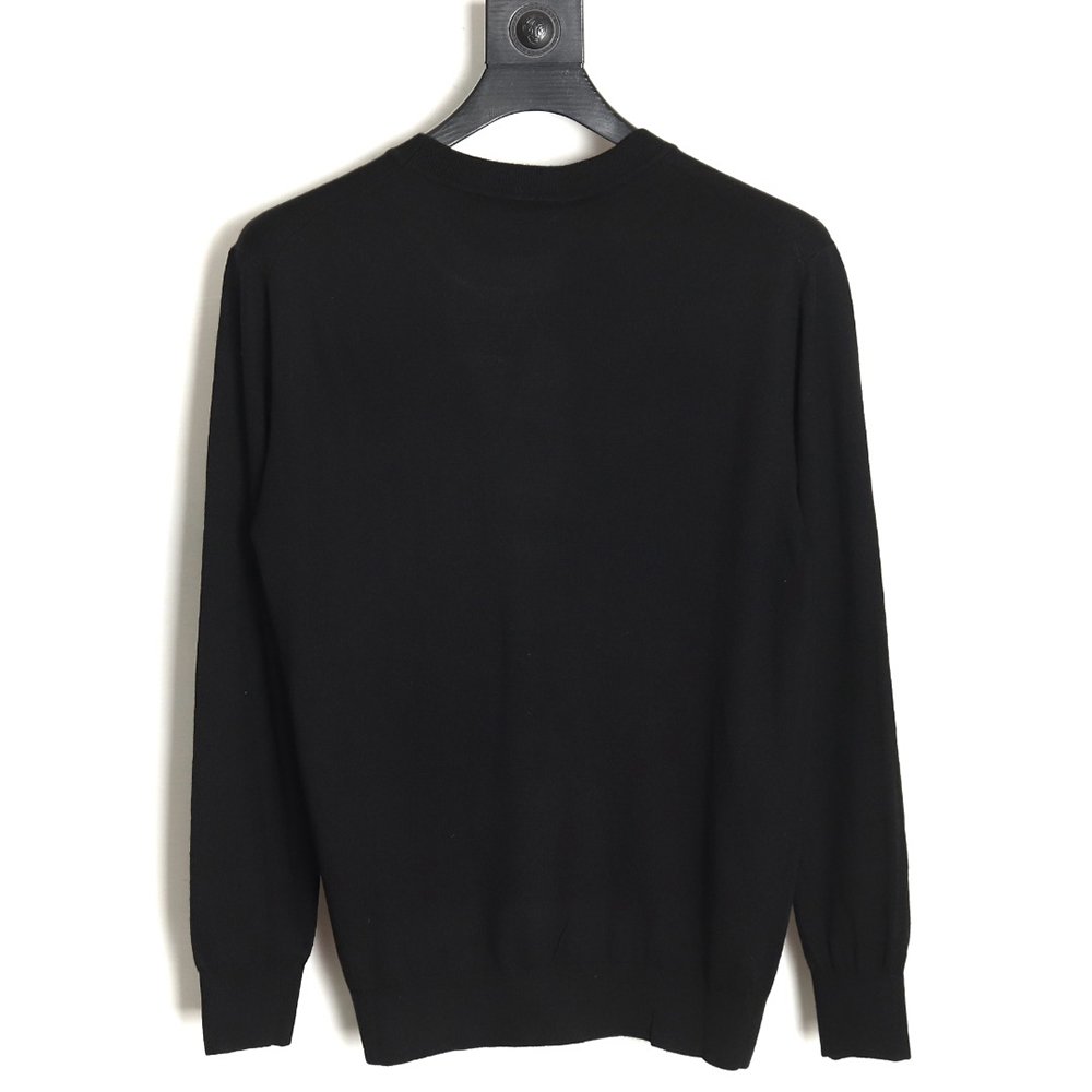 Prada Logo Embroidered Fine Wool Crew Neck Sweater