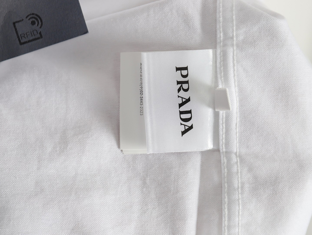 Prada circle embroidery long-sleeved shirt