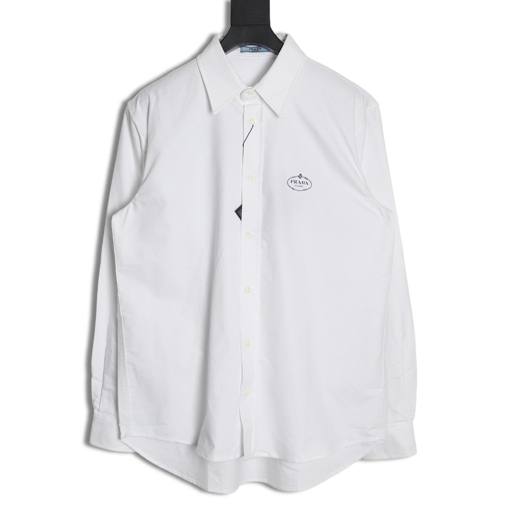 Prada circle embroidery long-sleeved shirt