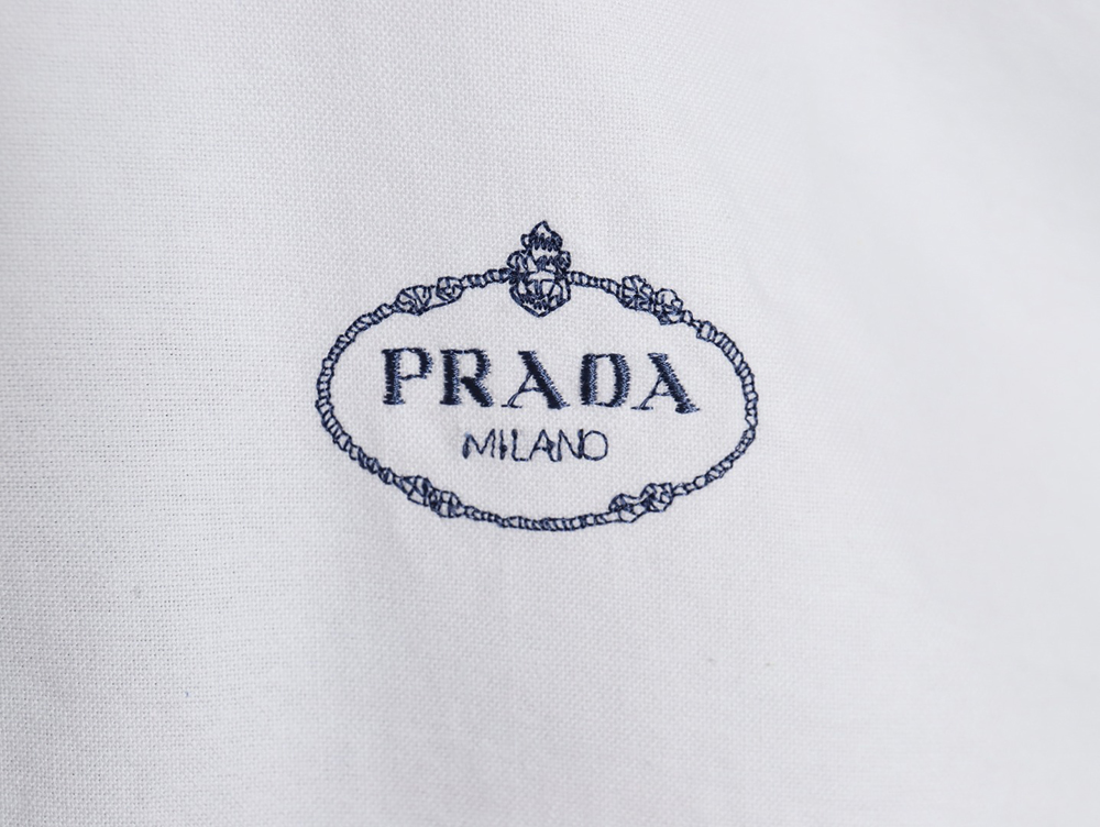 Prada circle embroidery long-sleeved shirt