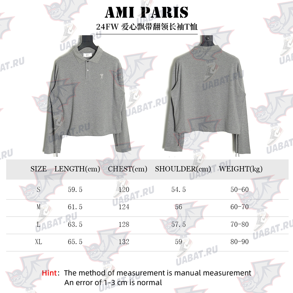 Ami Paris Love Ribbon Lapel Long Sleeve T-shirt