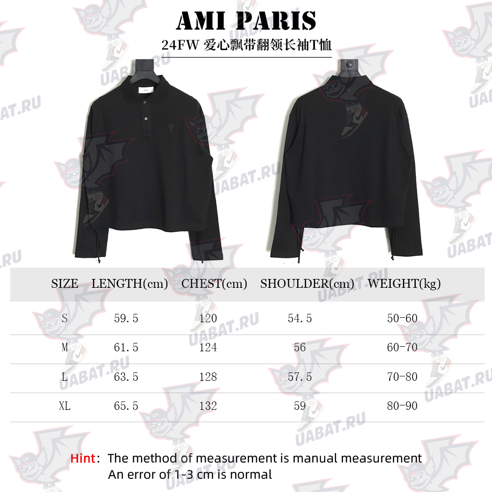 Ami Paris Love Ribbon Lapel Long Sleeve T-shirt TSK1