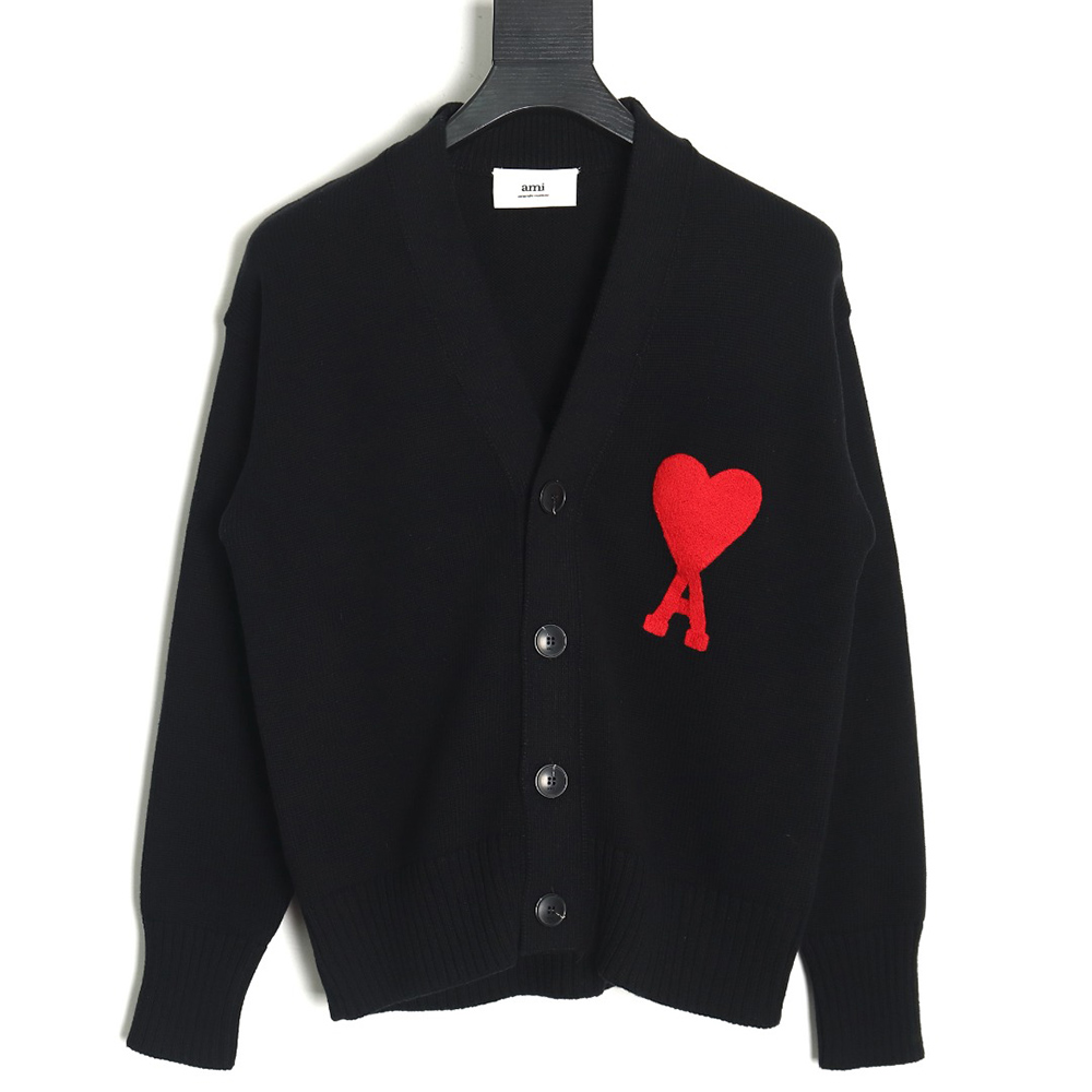 AMI PARIS Heart embroidered cardigan TSK2