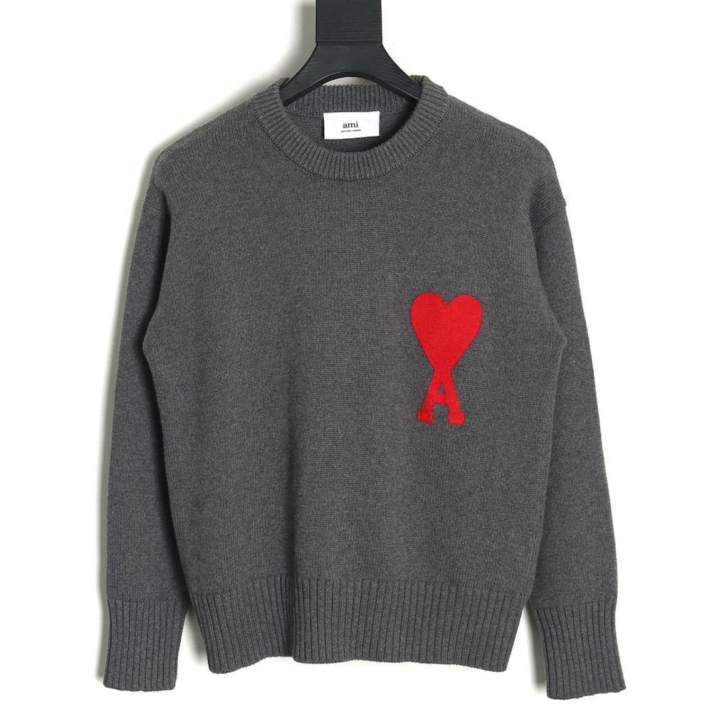 AMI PARIS Heart embroidered crew neck sweater TSK1