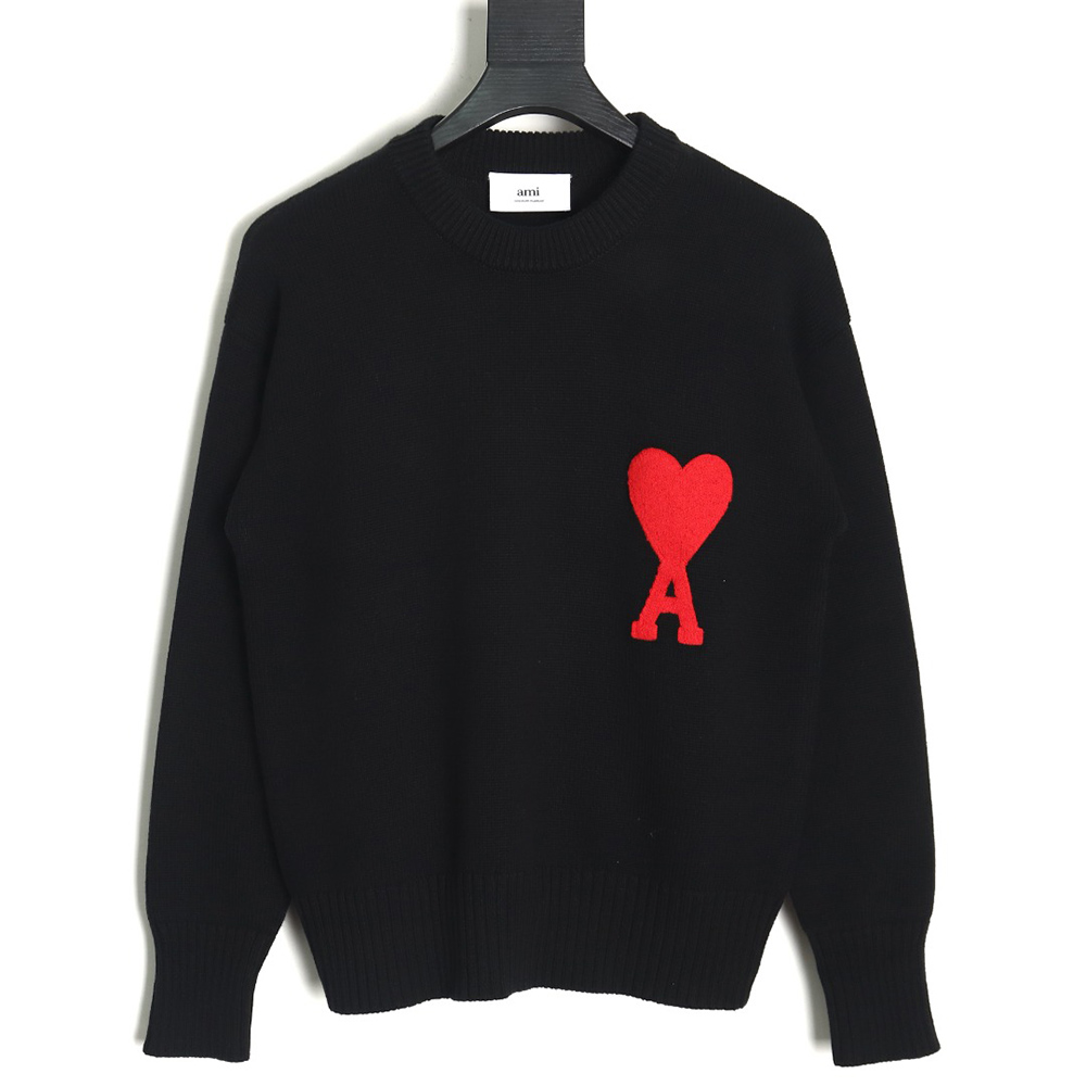 AMI PARIS Heart embroidered crew neck sweater TSK2