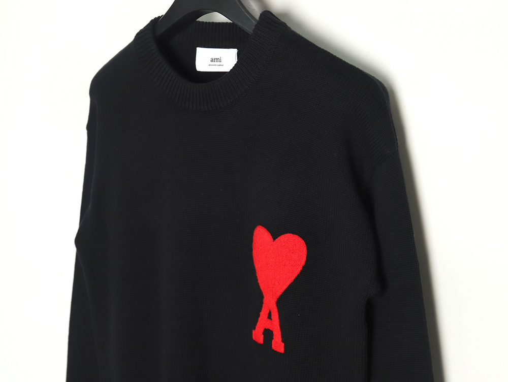 AMI PARIS Heart embroidered crew neck sweater TSK2