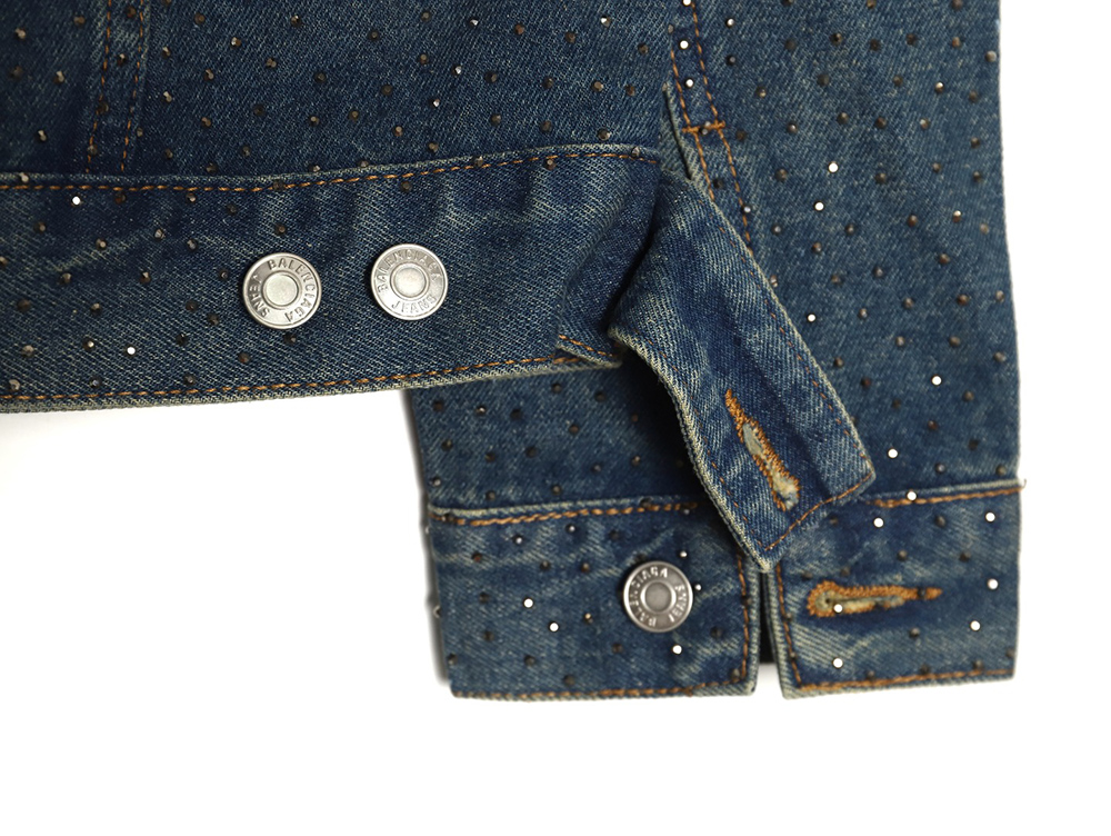 Balenciaga vintage distressed starry rhinestone washed denim