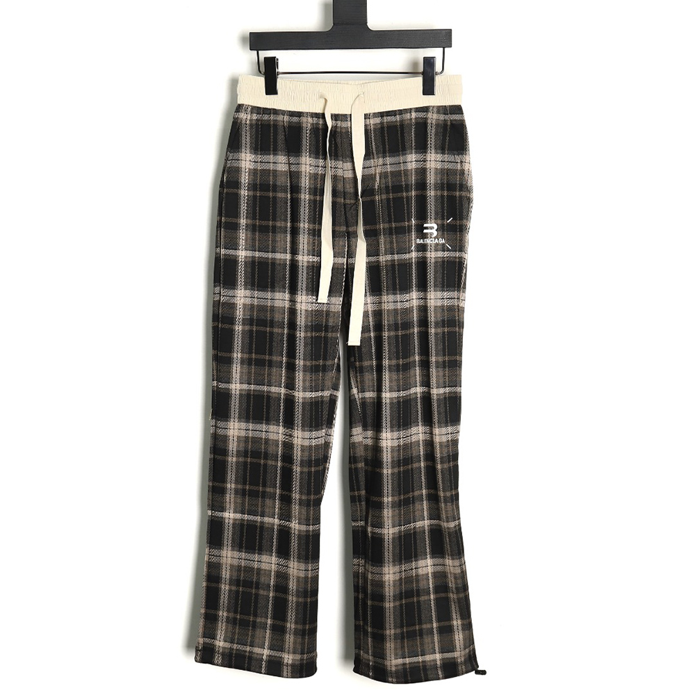 Balenciaga embroidered logo checked trousers