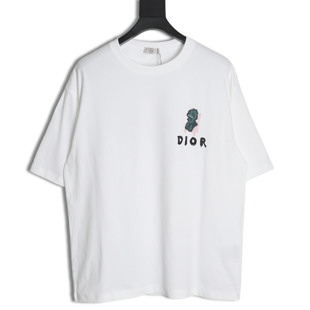 Dior Dragon Print Lettering Short Sleeve T-Shirt