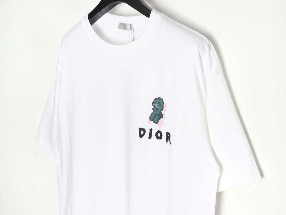 Dior Dragon Print Lettering Short Sleeve T-Shirt