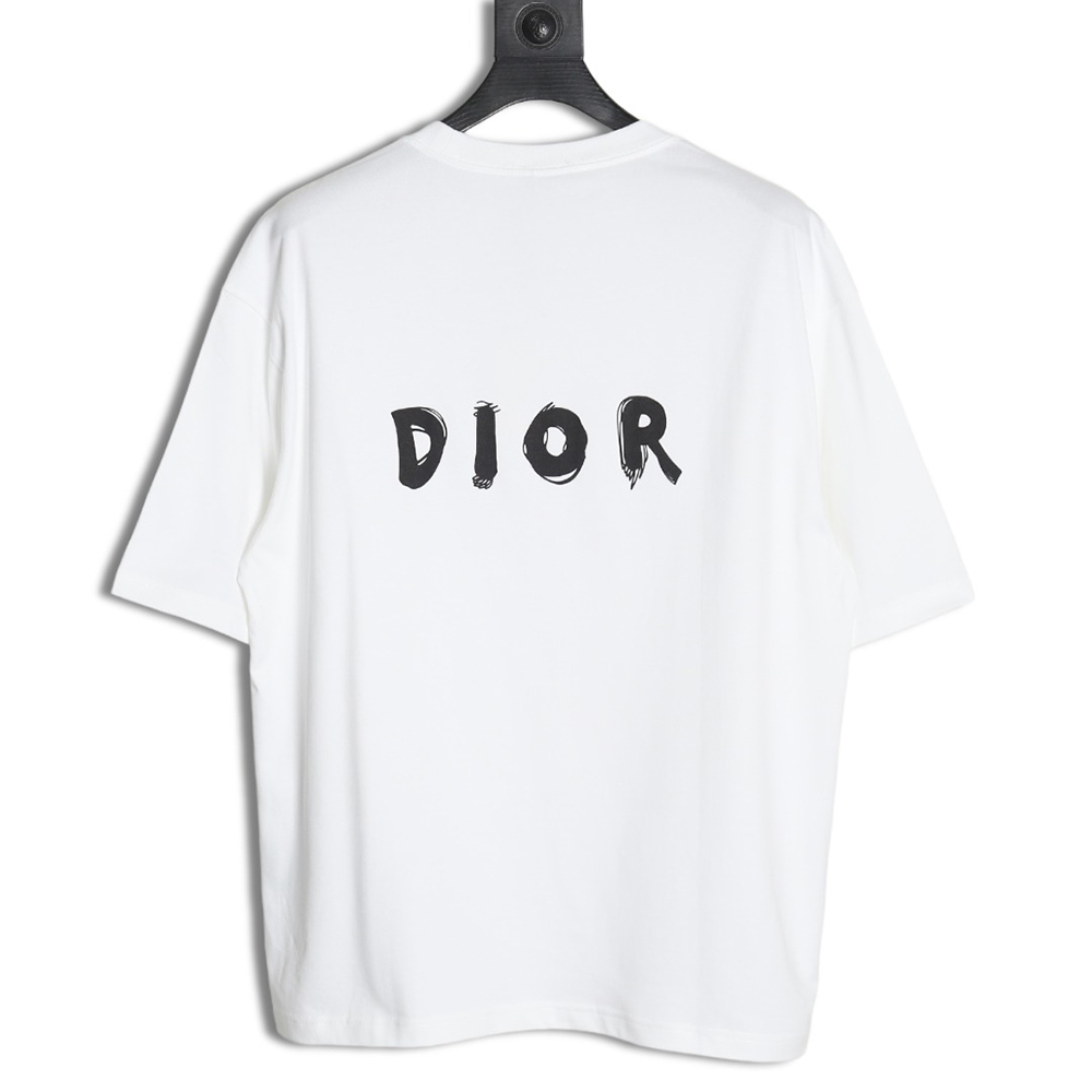 Dior Dragon Print Lettering Short Sleeve T-Shirt