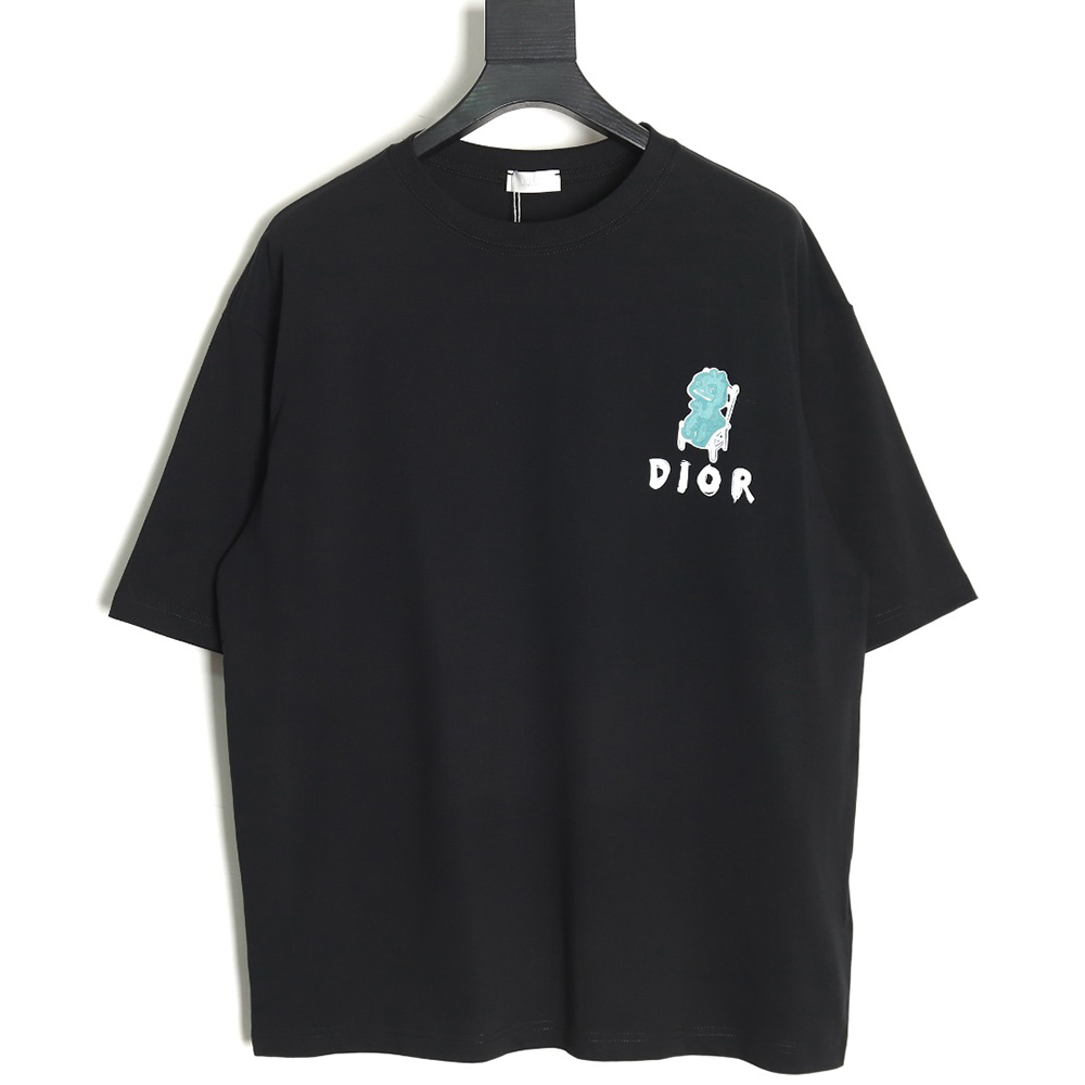 Dior Dragon Print Lettering Short Sleeve T-Shirt TSK1