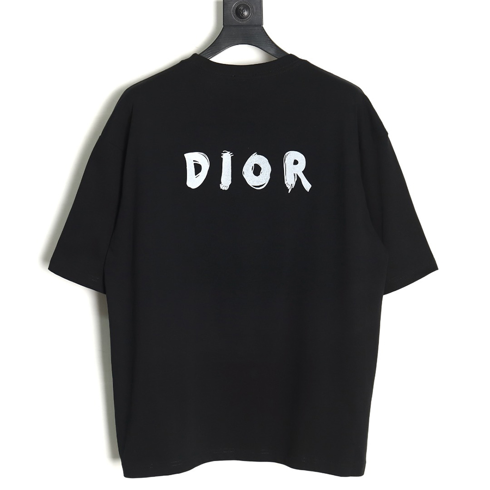 Dior Dragon Print Lettering Short Sleeve T-Shirt TSK1