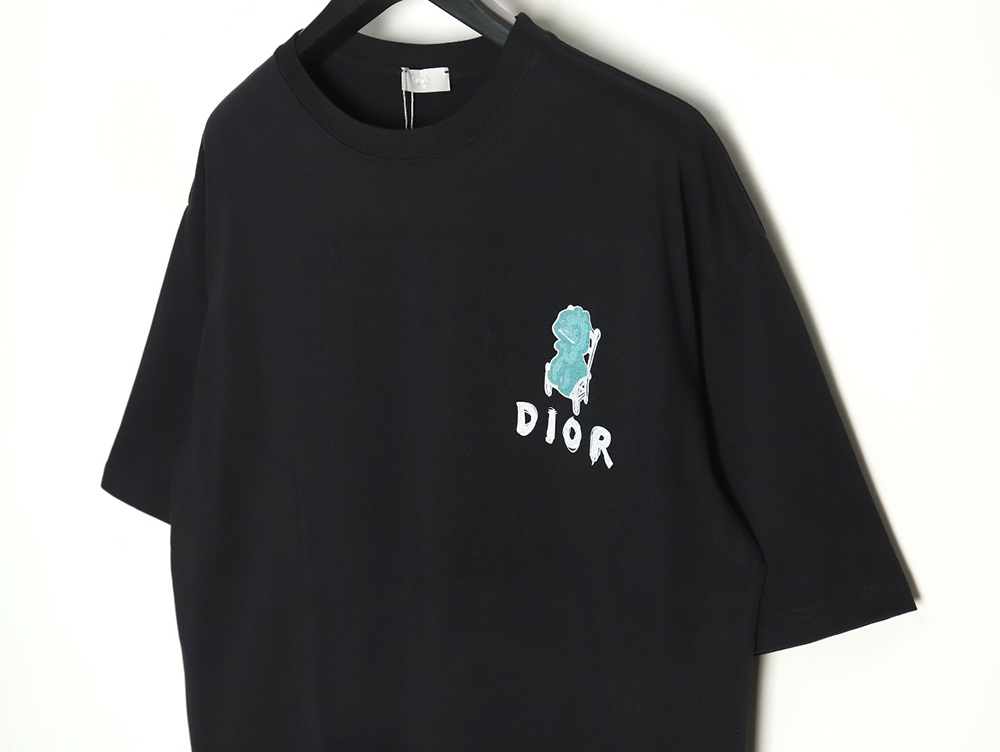 Dior Dragon Print Lettering Short Sleeve T-Shirt TSK1