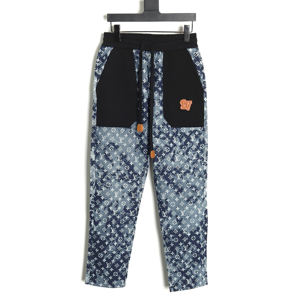 Louis Vuitton printed denim patchwork large pocket trousers