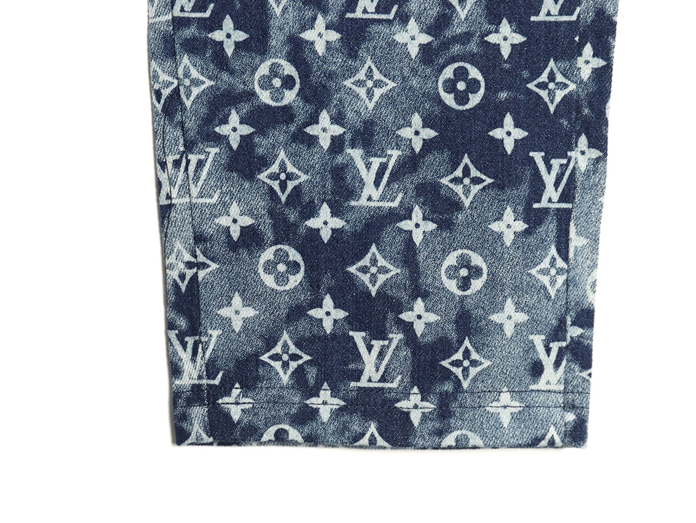 Louis Vuitton printed denim patchwork large pocket trousers