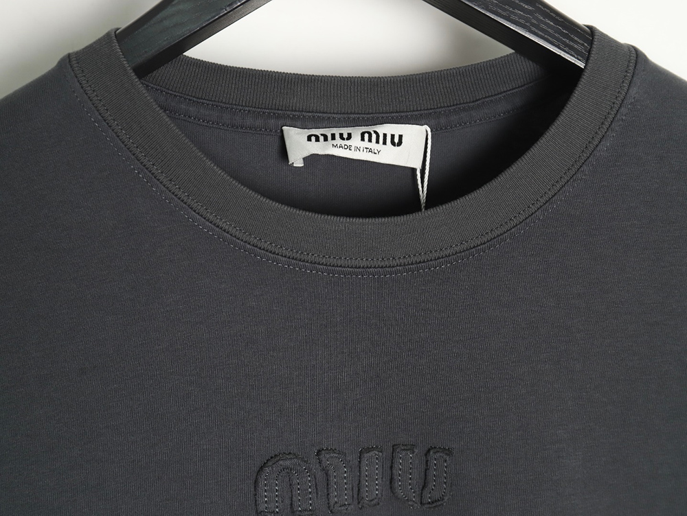 Miu Miu long-sleeved T-shirt with alphabet patchwork TSK1