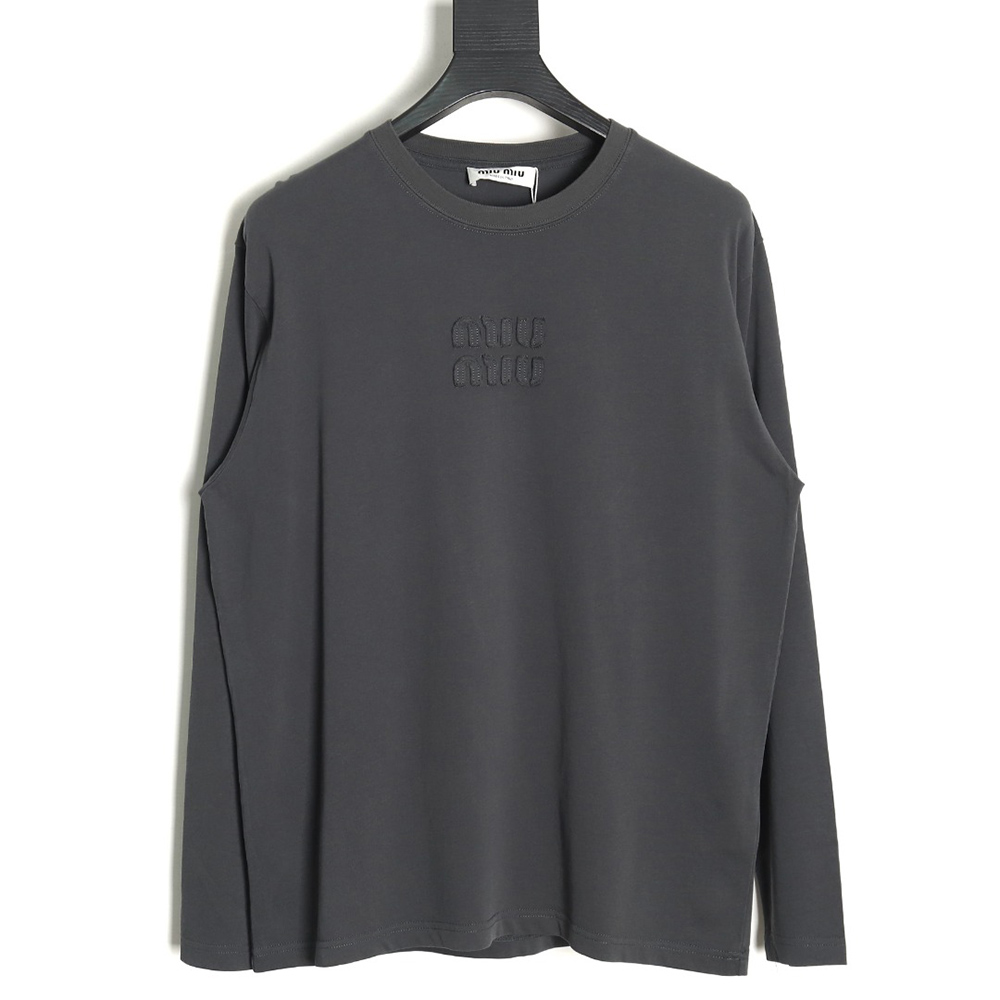 Miu Miu long-sleeved T-shirt with alphabet patchwork TSK1