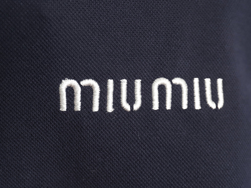 Miu Miu lettering embroidered lapel long-sleeved T-shirt