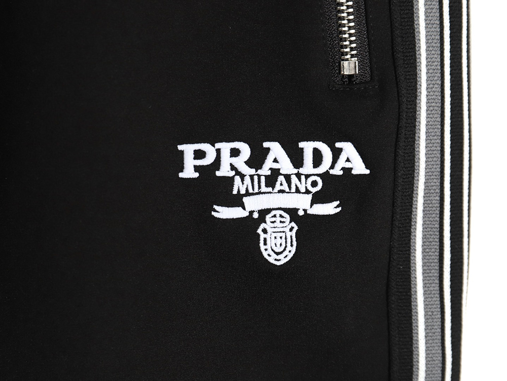 Prada pocket zip side weave trousers