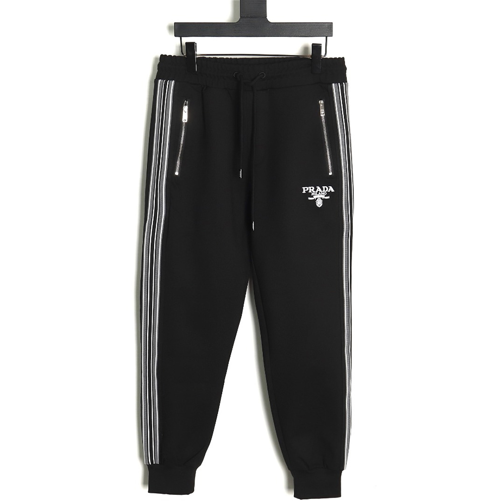 Prada pocket zip side weave trousers