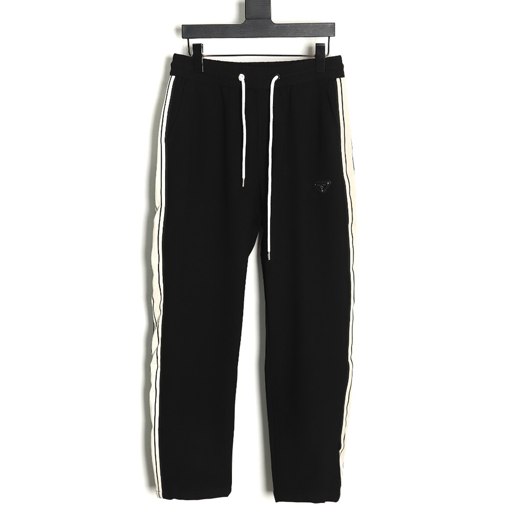 Prada triangle logo iron ribbon trousers