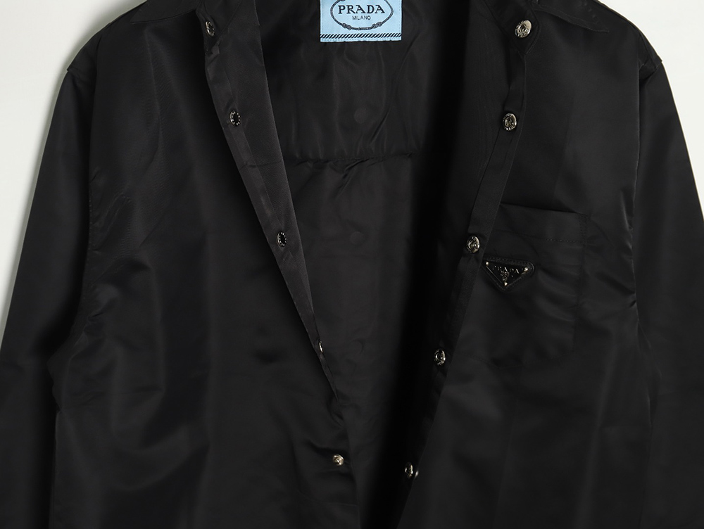 Prada Nylon Triangle Logo Long Sleeve Jacket Shirt