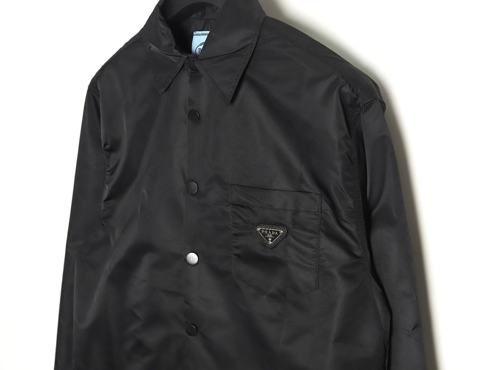 Prada Nylon Triangle Logo Long Sleeve Jacket Shirt