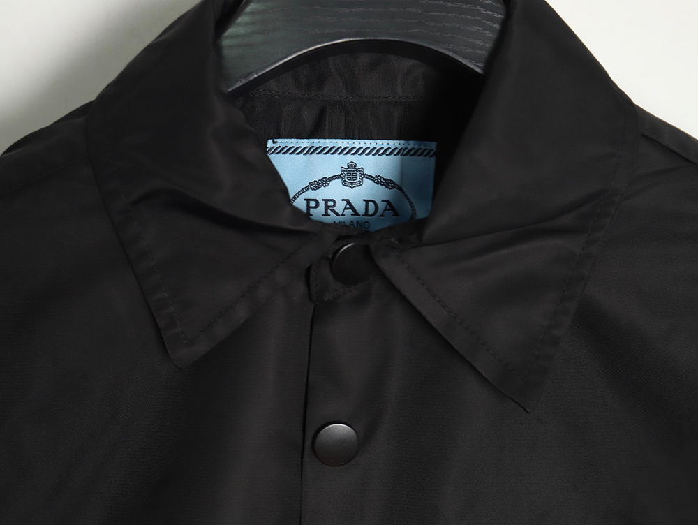 Prada Nylon Triangle Logo Long Sleeve Jacket Shirt