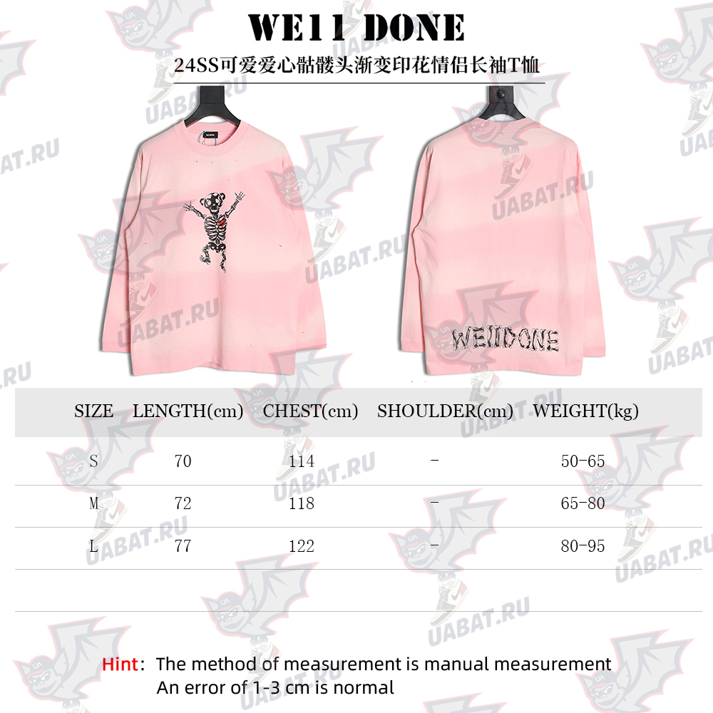 WE11 DONE Heart Skull Gradient Print Long Sleeve T-shirt