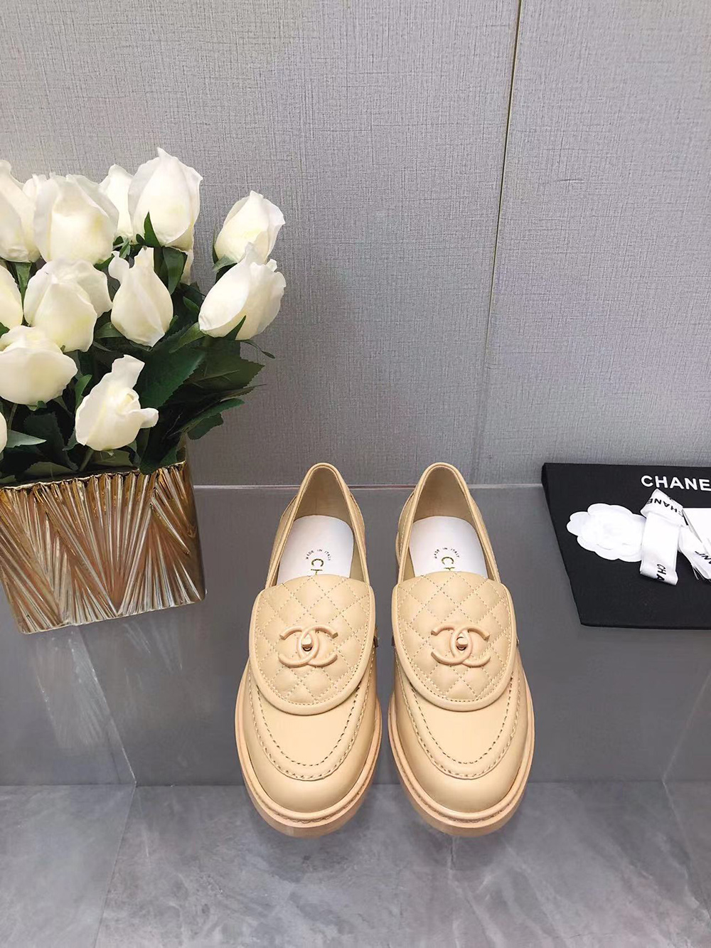 CHANEL CC Leather Loafers