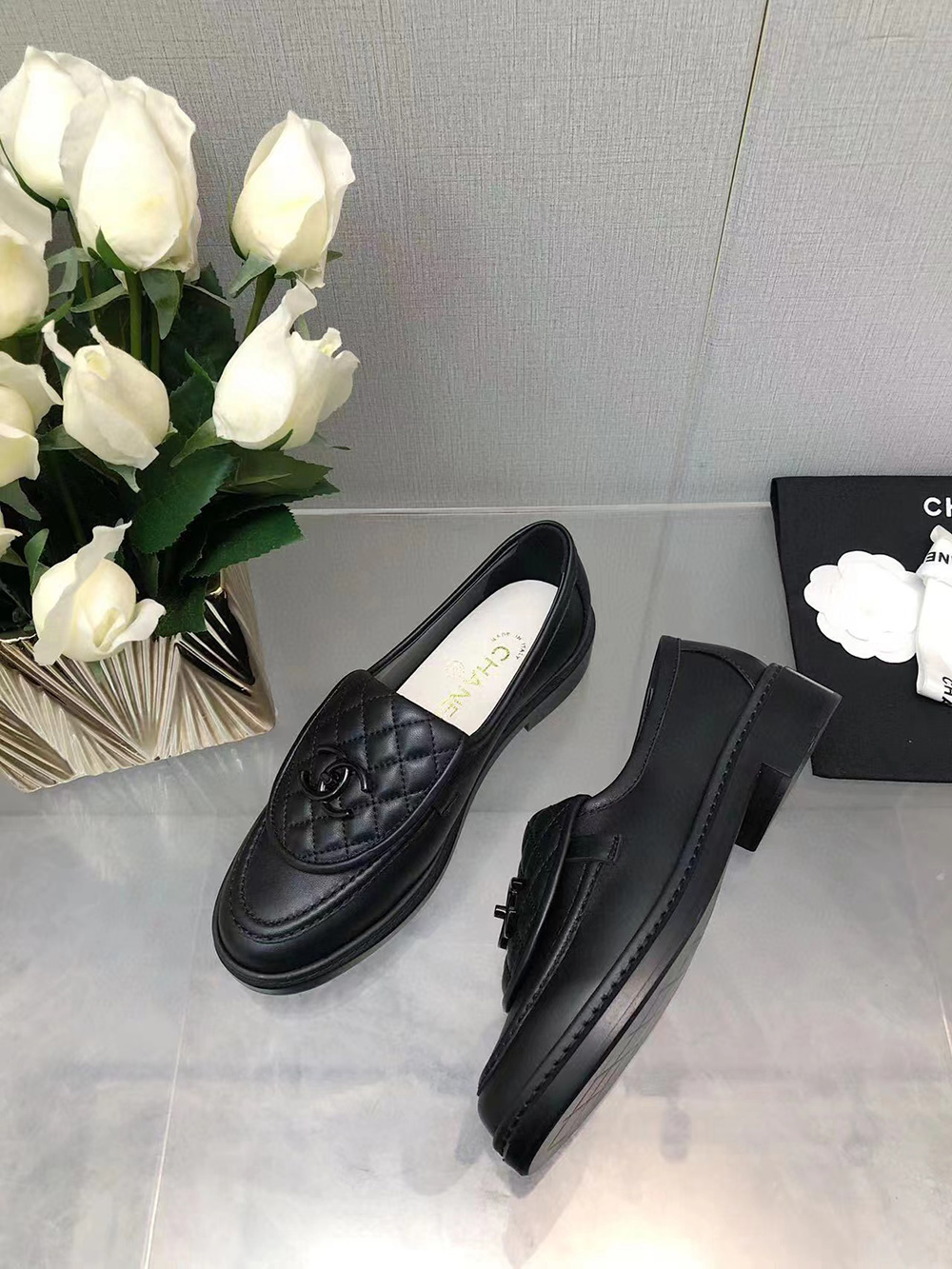 CHANEL CC Leather Loafers